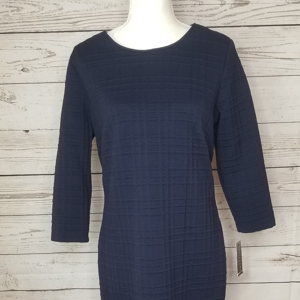 Sharagano textured plaid knit sheath dress Size 8